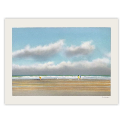 Pierre DOUTRELEAU Plage du Miramar à Biarritz Signed lithograph 1990