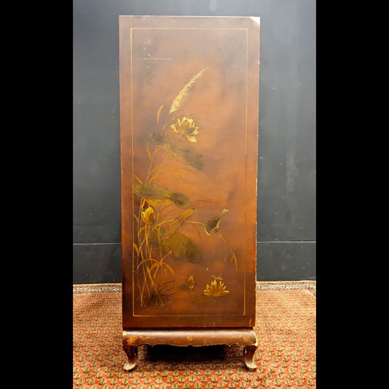 Image 1 of Mobile cinese rosso vintage uccelli, fiori / mobile bohémien / mobile orientale / mobile cinese rosso