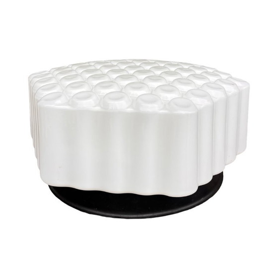 Image 1 of Large hexagonal three-dimensional milky white Honeycomb wall lamp ceiling lamp Czechoslovakia Kamenický Šenov 1960s