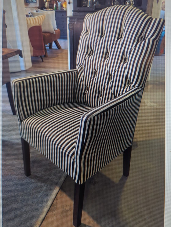Image 1 of Dining chair, black and white striped