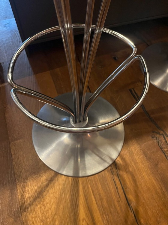 Set di Sgabelli da bar Fritz Hansen / 1968 / Design Piet Hein – Metallo, Pelle (photo 3 of 5)