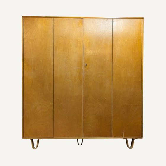 Pastoe KB04 Wooden Wardrobe with Drawer, Metal, Brown, Vintage (photo 2 of 10)
