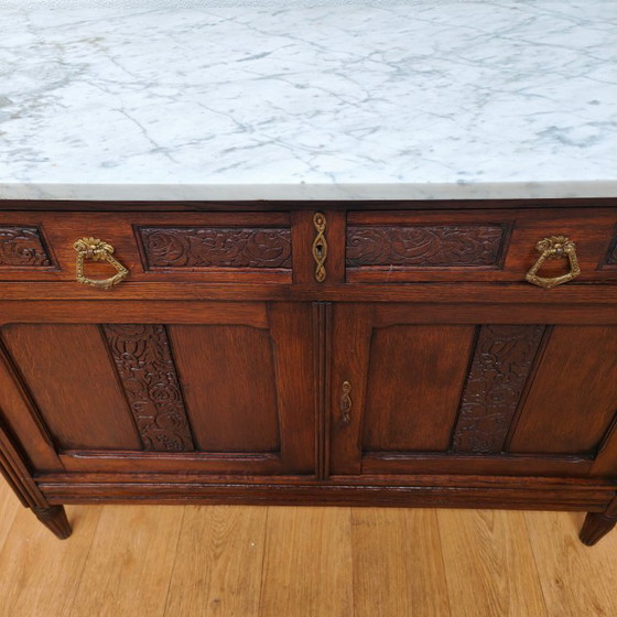 Image 1 of Commode vintage pour salle de bain avec plateau en marbre