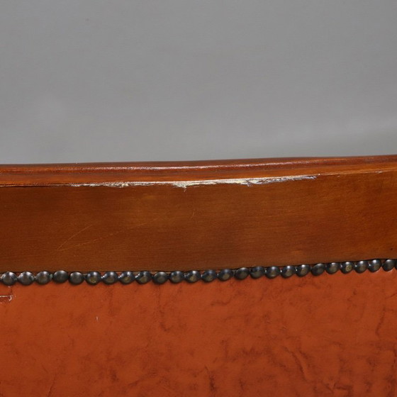 Image 1 of Rococo-Style 3-Seater Sofa — Leather & Wood — Classic Curved Salon Silhouette