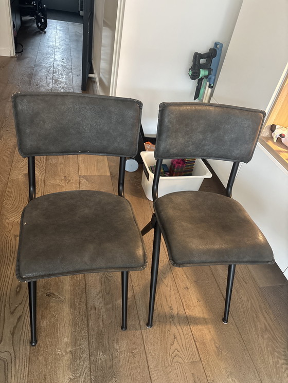 Image 1 of 6x eetkamerstoelen zwart onderstel