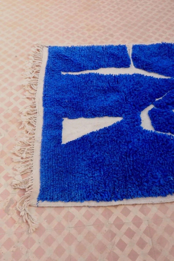 Auténtica alfombra bereber tradicional marroquí, azul, 1,5/2,5 m – Aime Té, Wool (photo 4 of 8)