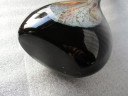 Vintage Florence opaline vase, glass, height 53 cm, colours mother-of-pearl, black, swirl.