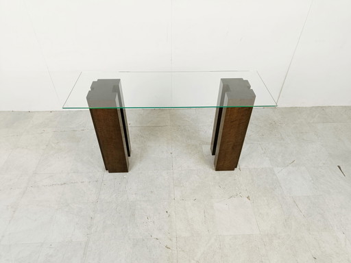 Vintage wortelhouten console, jaren 80