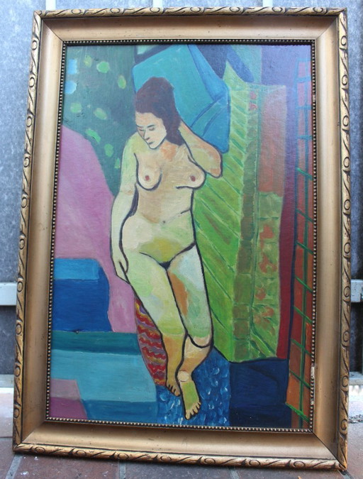 1960s Nude Portrait Oil Painting