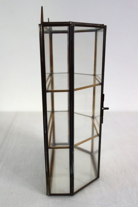 Vintage Wall Display Cabinet Glass, Brass and Mirror (photo 3 of 11)
