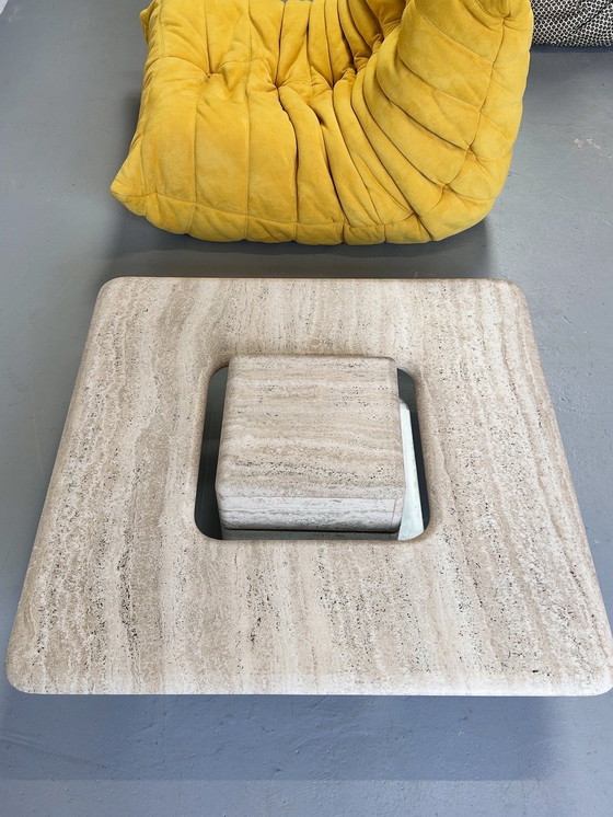 Image 1 of Zeldzame vintage travertijn salontafel