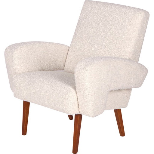 Fauteuil vintage en bois et laine pour Jitona, 1960s