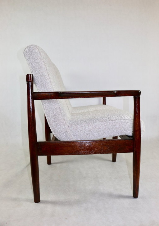 Canapé-lit double vintage en bouclé ivoire, 1970