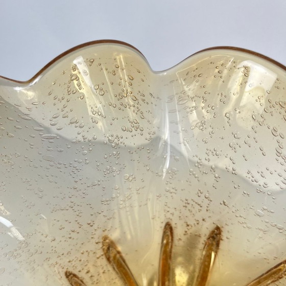 Image 1 of Murano-stijl amberkleurige glazen schaal, 1970