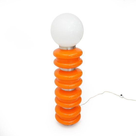 Image 1 of Orange and white glass floor lamp by Stilux, 1970s