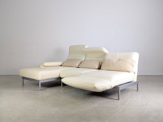 Image 1 of Canapé d'angle Plura original Rolf Benz, cuir beige clair, design crème