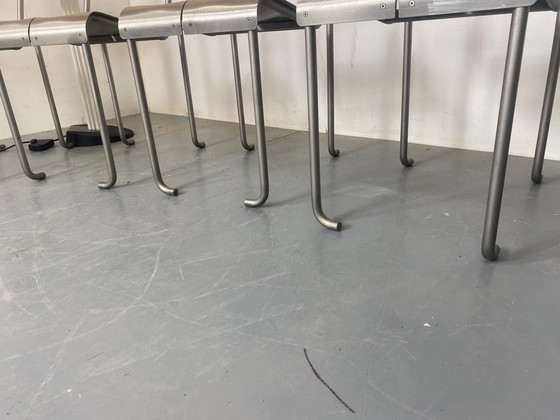 Image 1 of  Sillas de comedor arquitectónicas postmodernas de acero inoxidable, años 80, juego de 4