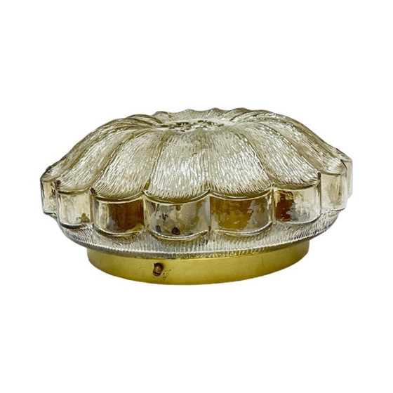 Image 1 of HP Leuchten Amber Flower Plafondlamp van geperst glas, model 65282, Mid-Century, jaren 60/70.