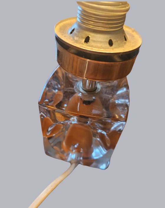 Image 1 of Vintage Space Age Lamp Base – Orange Glass Cube – 1970s