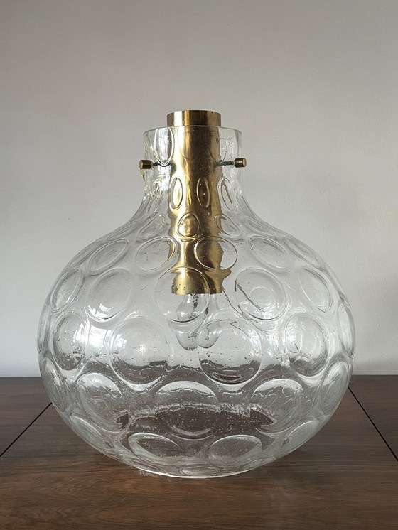 Image 1 of Lampada a sospensione in vetro a bolle Glashütte Limburg di metà secolo, anni '60