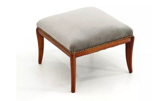 Image 1 of Vintage Mid-Century Italian Footstool (Reupholstered)