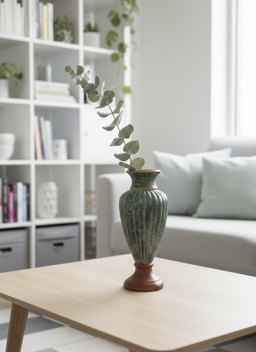 Stunning Vintage Verdigris & Gold Urn Vase