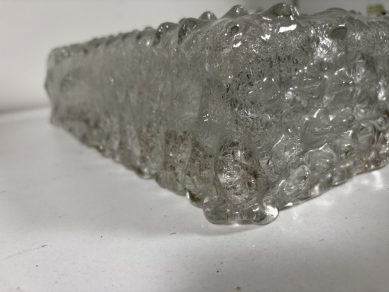 Image 1 of Vintage Hillebrand Ijsglas Plafonnière ijsglas / bubbel textuur (pelle di coccodrillo)