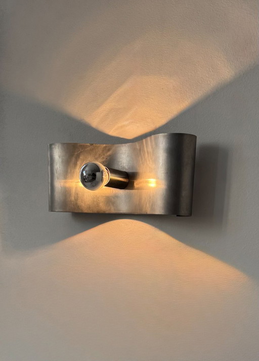 Applique vintage, metallo spazzolato, Francia, 1970