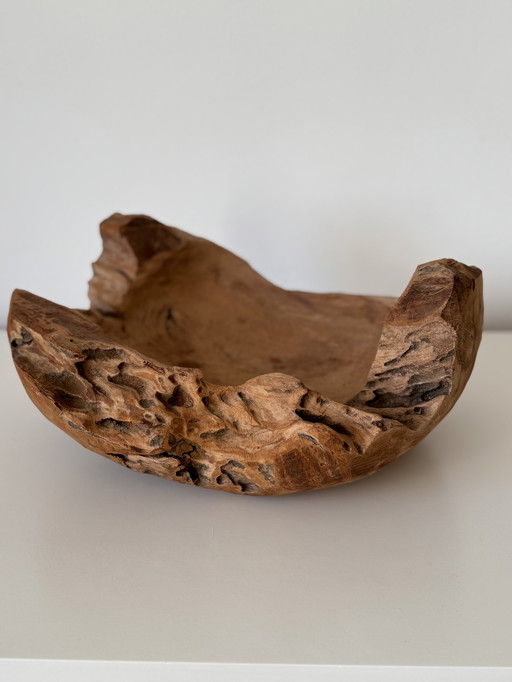 Large Teak Wood Fruit Bowl 1970
