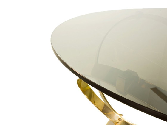 Image 1 of Knut Hesterberg Round Coffee Table in Brass with Smoked Glass