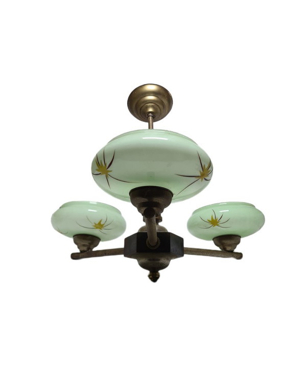 Bakelieten kroonluchter in art-decostijl, Polen, jaren 1950 – Glass, Metal (photo 6 of 14)