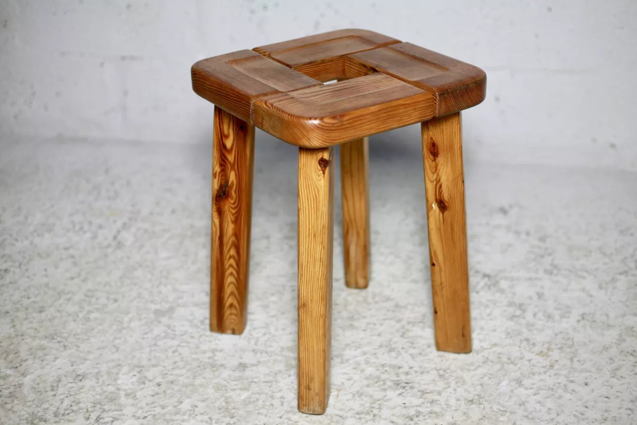 希少 Olof Ottelin Stool Olof Ottelin Attribution, Stool, Pine, Finland, 1960s For