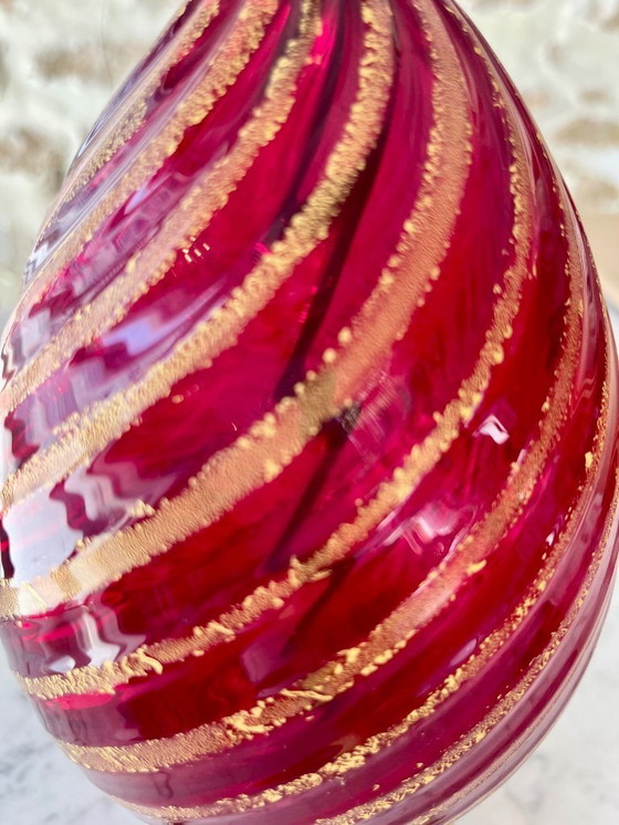 Image 1 of Tischlampe Muranoglas Farbe Rubin Rigadin ,Italien 1950