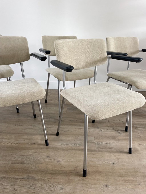 Gispen 1235 | Fünfer-Set | Neu Bezogen – eetkamerstoelen, Metal, Polyester
