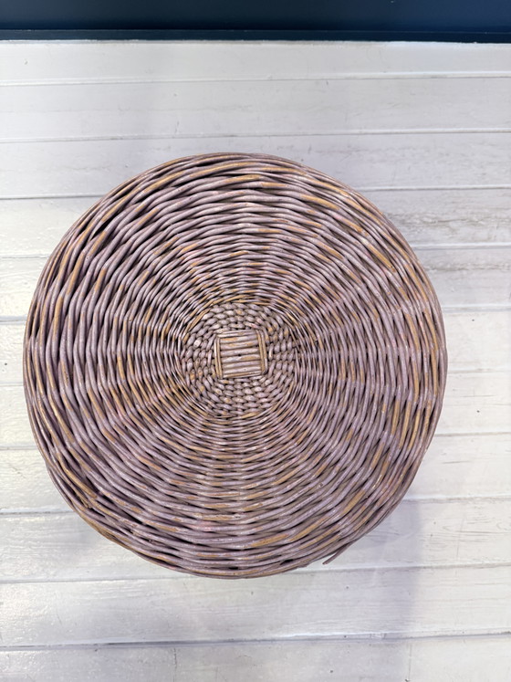Image 1 of Grand panier vintage en rotin tressé en forme de serpent