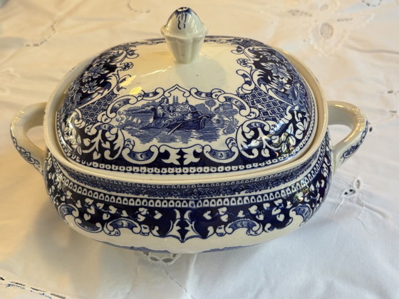 6-piece Royal Sphinx Maastricht Cambridge Old England Crockery, blue-white, Ceramic, Vintage (photo 5 of 12)