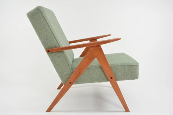 Image 1 of KOMPAS armchairs in light green mottled finish