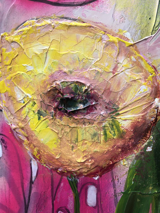 Image 1 of Lilian Frohn - abstract vrouwenportret met bloemen 