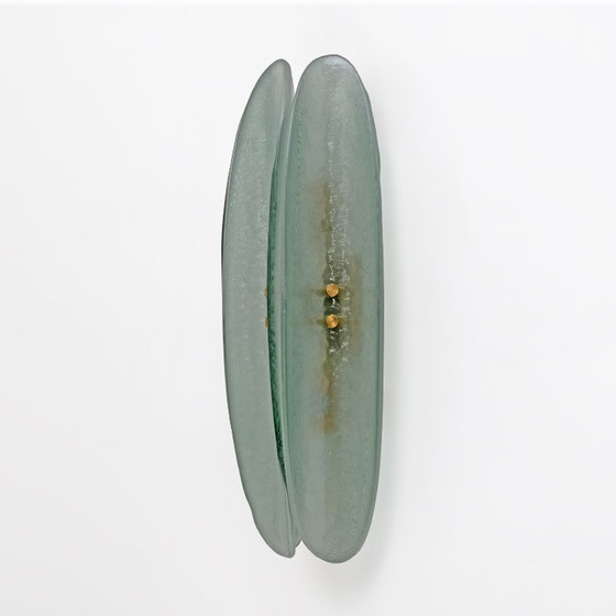 Image 1 of Pareja de apliques de cristal de Murano verde aguamarina de estilo Fontana Arte moderno de mediados de siglo