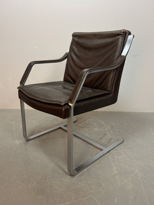 Mid-Century Design Set of Four Sled Leather Dining Chairs by Rudolf Glatzel for Walter Knoll, Germany 1960s 