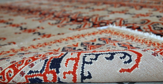 Image 1 of Handmade vintage Uzbek Bukhara rug 4.1' x 5.6' (127cm x 173cm) 1960s - 1C491