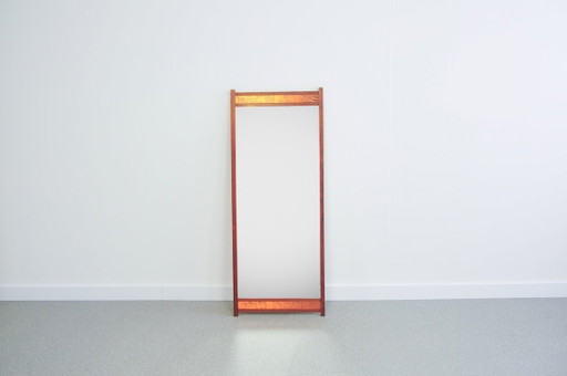 Teak Mirror with Copper Relief Strip
