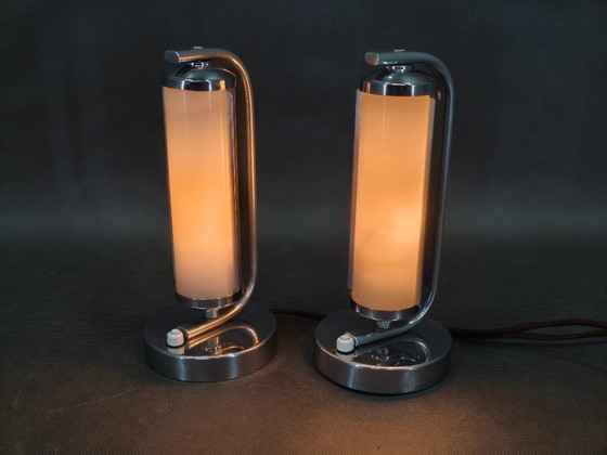 Image 1 of Pair of Art Deco Bedside Lamps, Czechoslovakia, 1930s