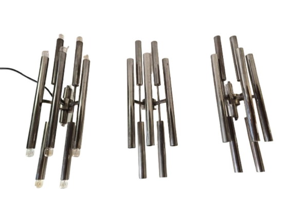 Image 1 of 3 grandi appliques in ottone nichelato, Italia 1960