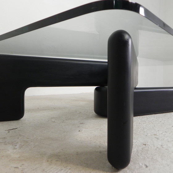 Image 1 of Table basse vintage avec base en bois noir organique, 1970