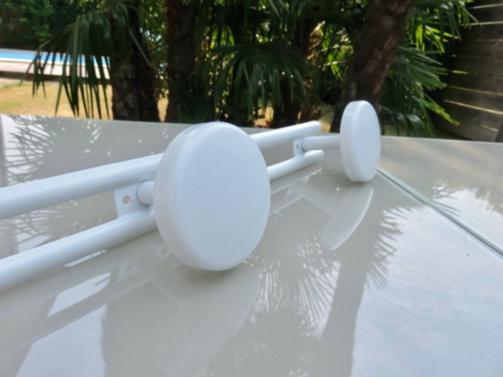 Image 1 of White Lacquered Metal Coat Rack with 3 Coat Hooks, 80s', wall-mounted