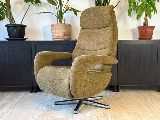 Poltrona reclinabile originale Hukla, da pavimento, in tessuto, verde, come nuova.