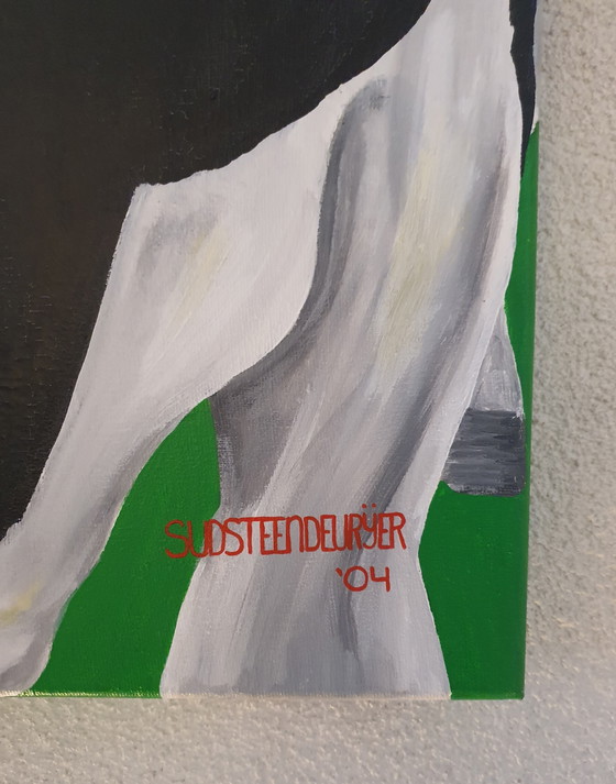 Image 1 of Realistisches Gemälde „Milchkuh“, Acryl auf Leinwand