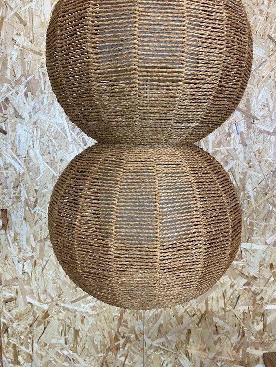 Image 1 of XL 60s 70s lamp lamp ball lamp raffia wickerwork space age design 60s