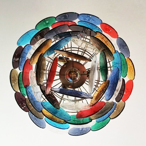 Image 1 of Vintage kroonluchter van Murano glas met 10 kaarslampen, Italië 1980